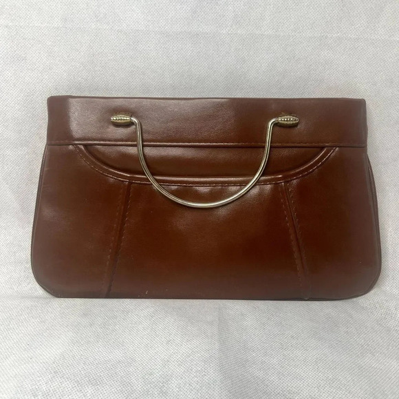 Handbag with Metal Handles and Gold Chain Clutch - Picture 2 of 8